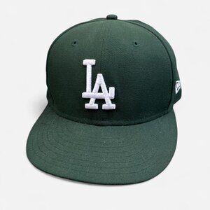 New Era 59fifty Men's MLB Los Angeles Dodgers Dark Green Fitted Hat 7 1/8 *READ*